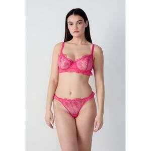 Etam Paris NWT Poesie Bra No. 9 The Balconette Bra Size 36E Lace Sheer Lingerie